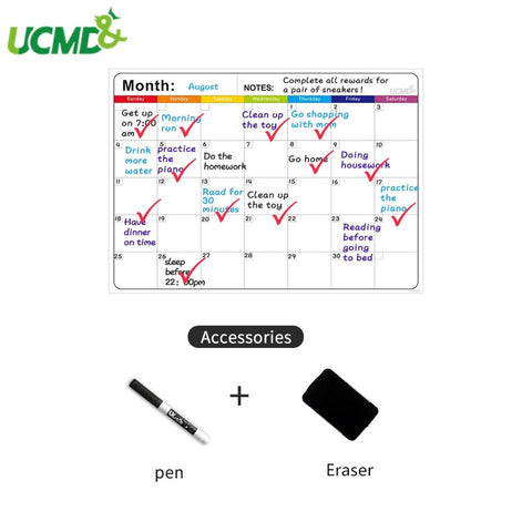 Magnetic Monthly Daily Whiteboard Calendar Erasable