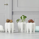 White Mini Fake Flower Small Plant Pots